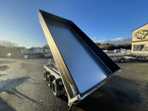 Remolque volquete trilateral Saris K3 406 x 204, 3500 kg, triple eje, con freno, ballestas