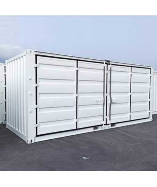 Contenedor blanco de 20 pies con acceso lateral abierto