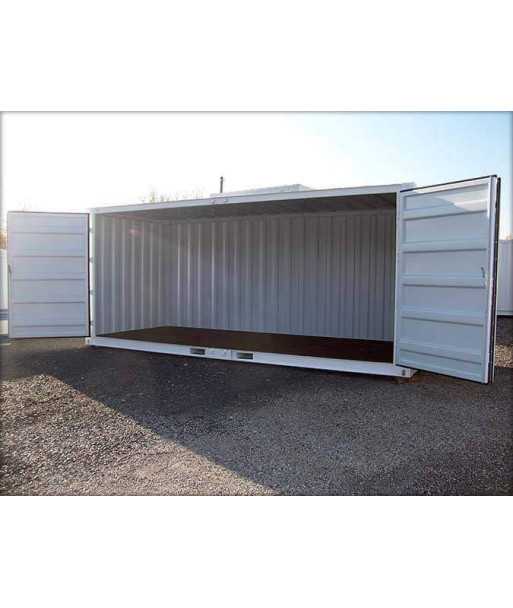 Contenedor blanco de 20 pies con acceso lateral abierto